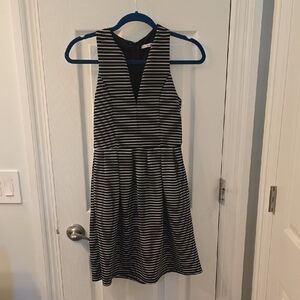 Mi Ami Black and White Striped Dress With Pockets, Size S (0816)